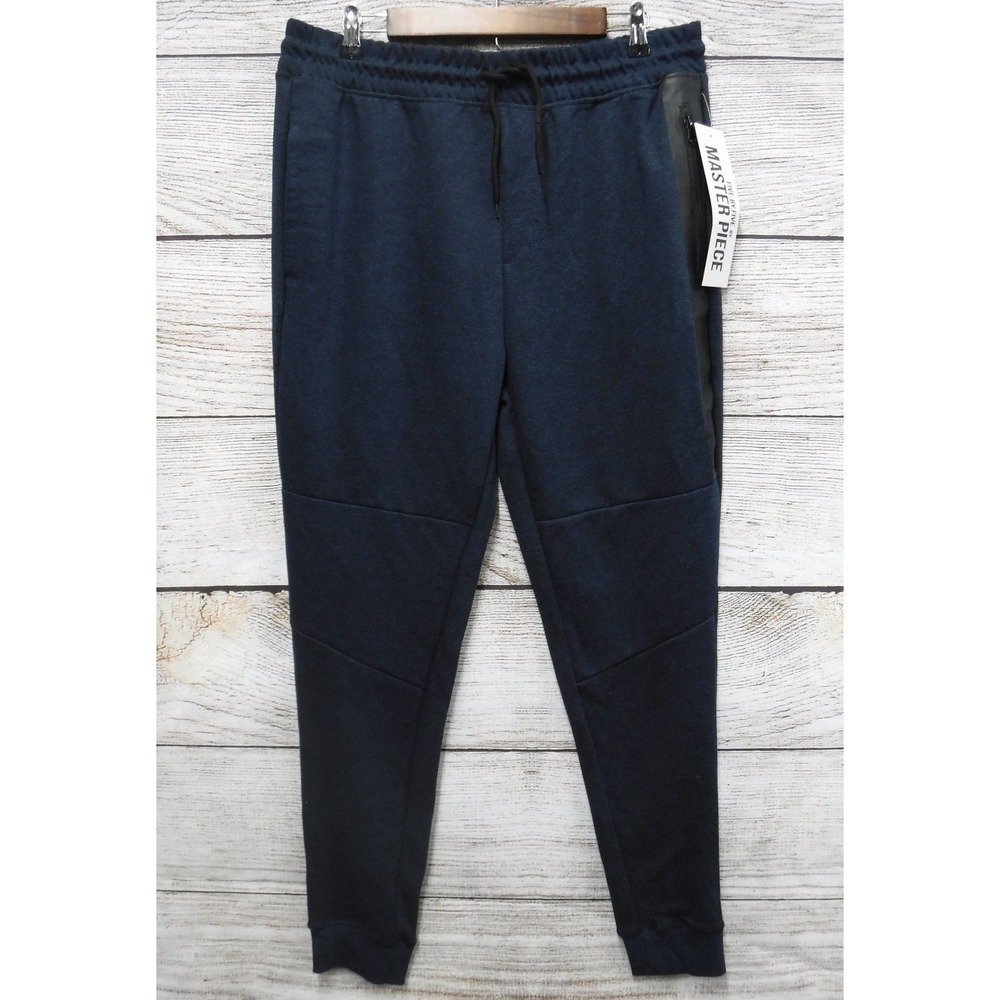 Jogger Pants Five by Five by Master Piece Mens Size Large Blue Marled Slim New